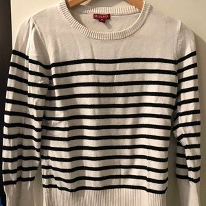 Merona Size Medium Black and White Striped Sweater